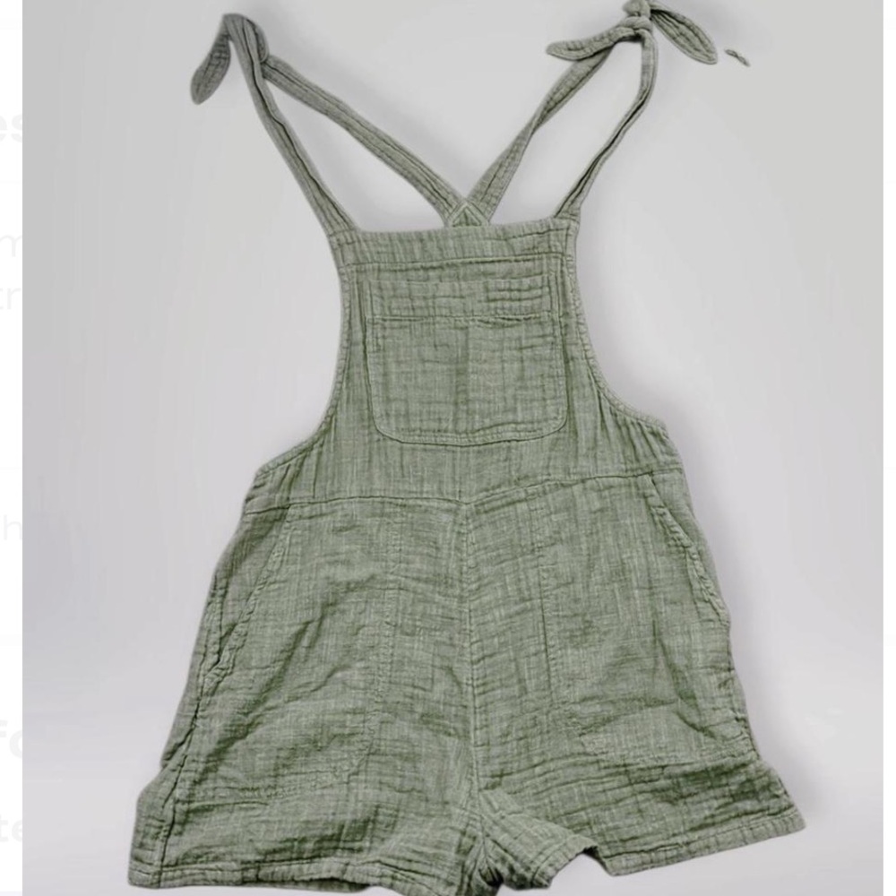 Aerie Olive Textured Overalls